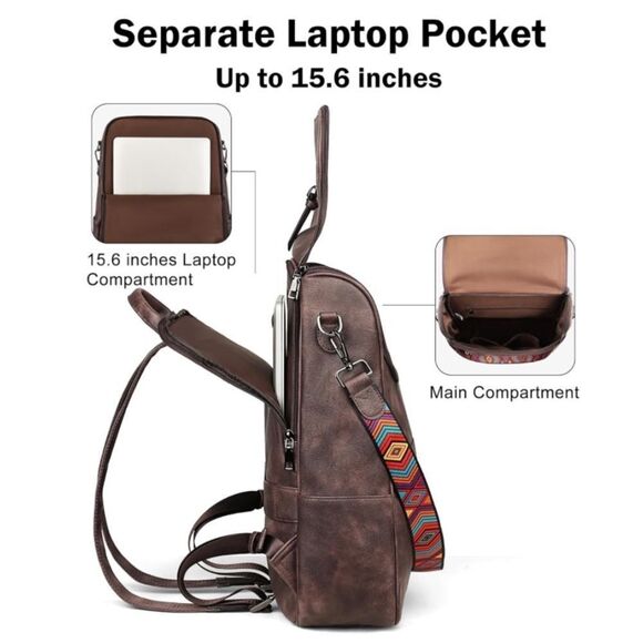 Leather Travel Backpack Bag - Picture 3 of 7